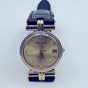 Working! Ladies Becora Quartz Minimalist Watch With Date Window